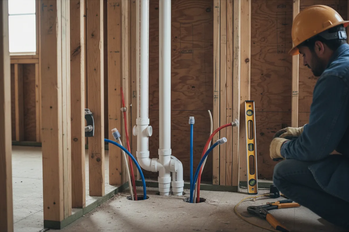Drain and supply rough-in during Leak Detection in Winchester